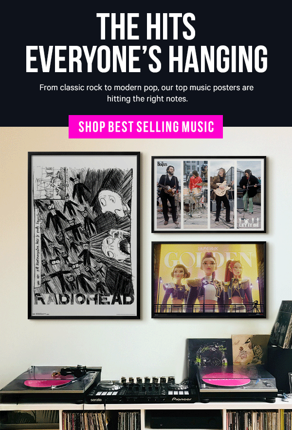 The Hits Everyone’s Hanging: From classic rock to modern pop, our top music posters are hitting the right notes. Grab your favorites or gift the perfect piece for the music fan in your life.