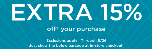 Extra 15% off