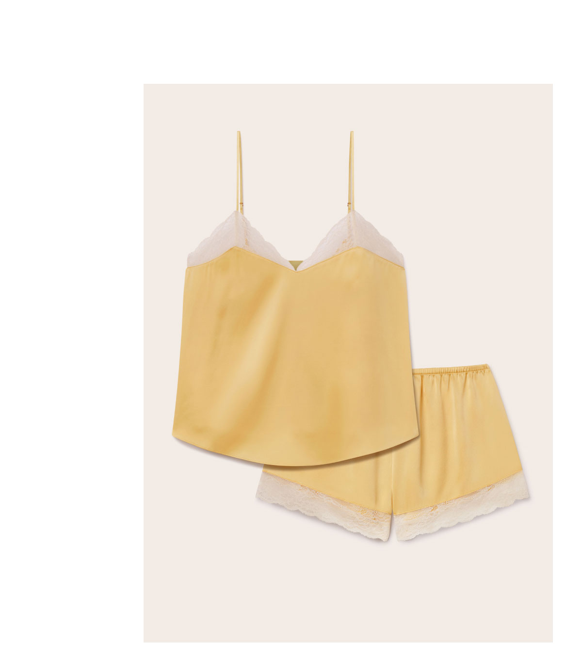 Washable Silk Lace Cami & Short Set Sunbeam/Champagne