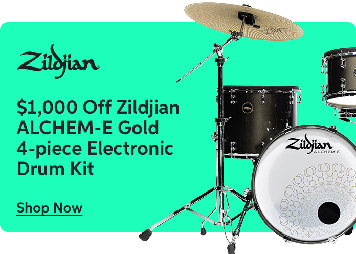 $1,000 off the Zildjian ALCHEM-E Gold 4-piece Electronic Drum Kit