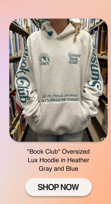 "Book Club" Oversized Lux Hoodie in Heather Gray and Blue
