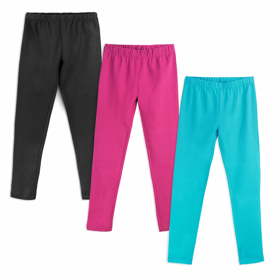 Kids Organic Cotton Leggings 3 Pack. No Reinforced Knee