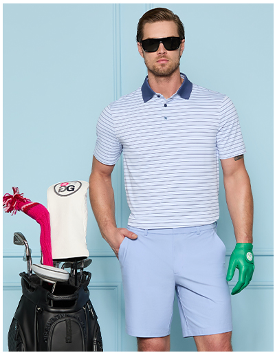 HERRINGBONE STRIPE TECH JERSEY POLO