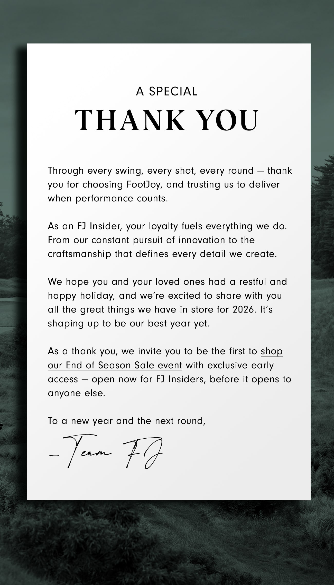 A Special Thank You