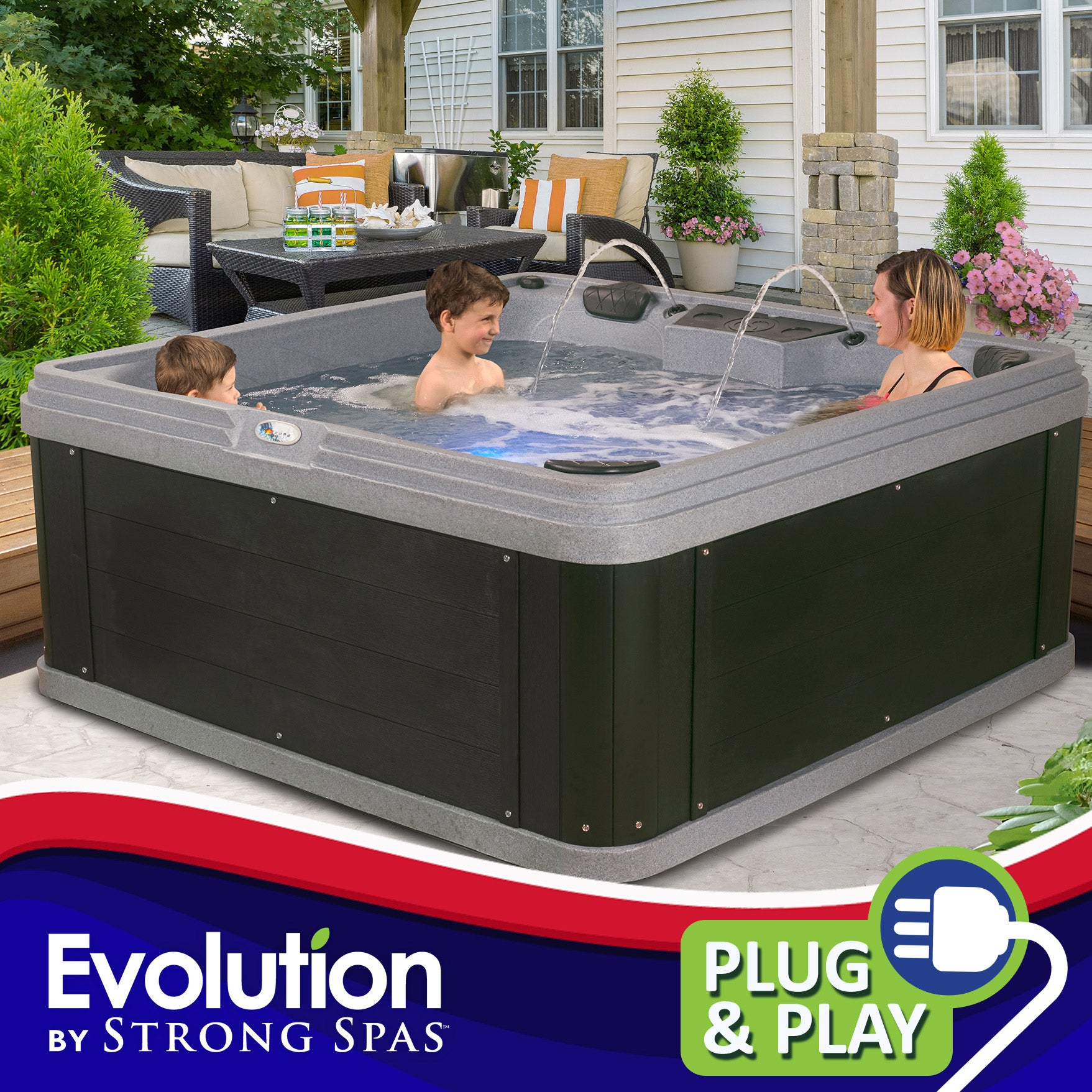 Evolution by Strong Spas Adventure 32-Jet, 6 or 7-Person Rotomolded Spa, Plug-n-Play