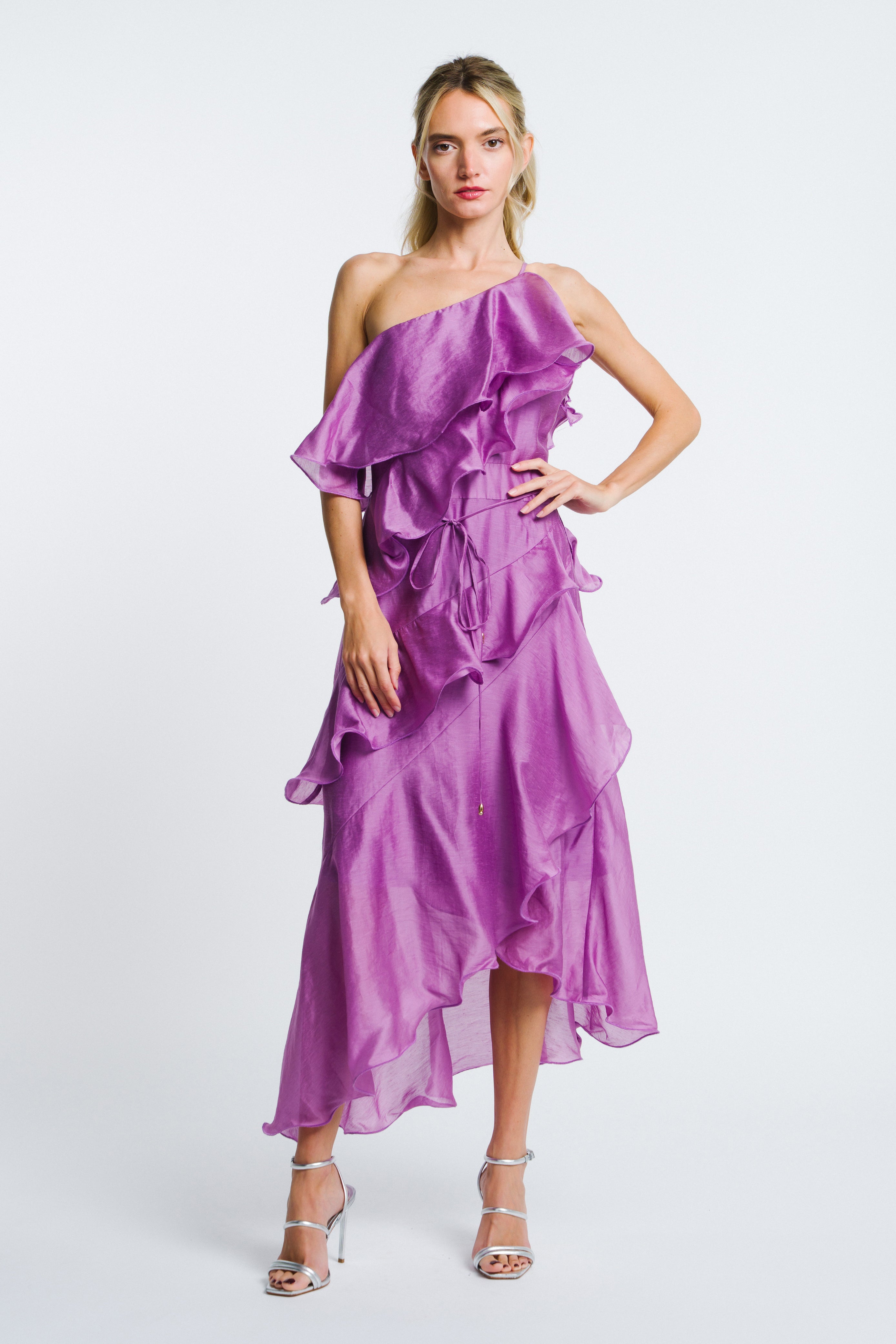 Image of Matea Ruffle One-Shoulder Maxi Dress