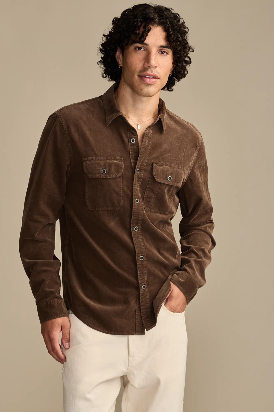 Image of Lucky Brand Long Sleeve Corduroy Utility Shirt - Men's Clothing Outerwear Shirt Jackets in Kangaroo