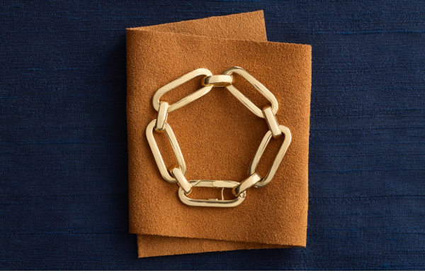 7.5" Alternating Open Link Chain Bracelet in 18K Yellow Gold
