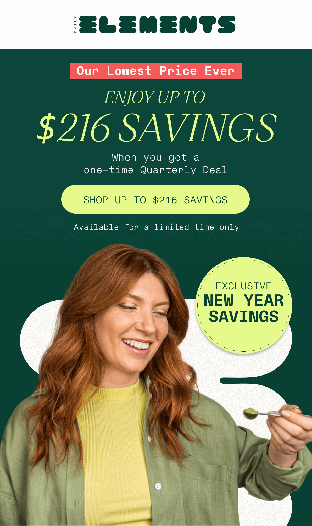 Enjoy up to $216 Savings when you get a one-time Quarterly Deal