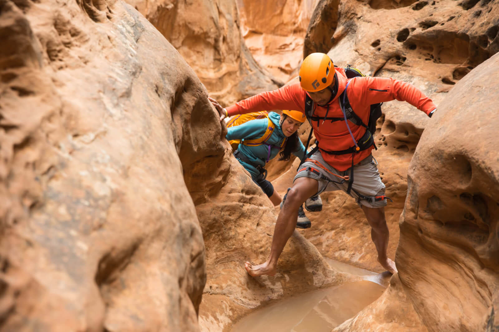 hiking through canyons in utah