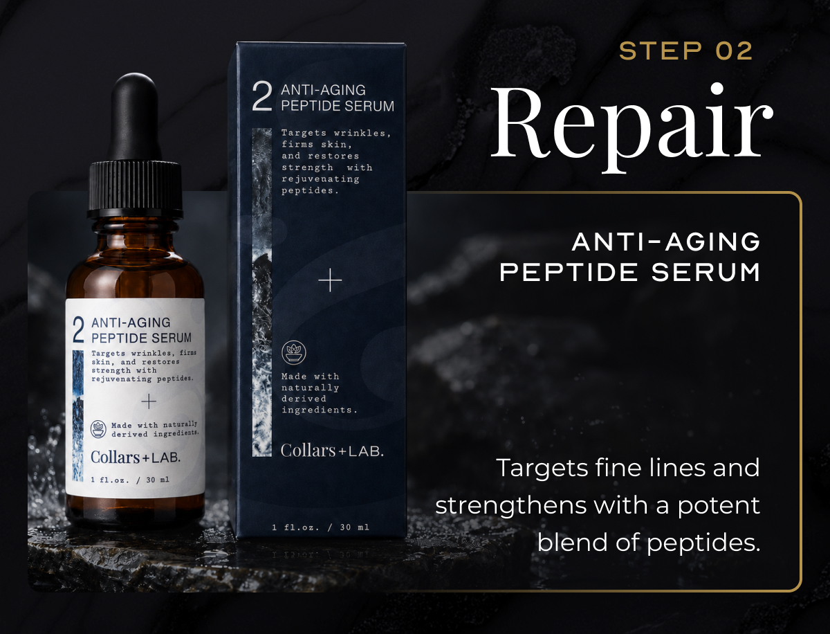 step 02 Repair Anti-Aging Peptide Serum Targets fine lines and strengthens with a potent blend of peptides.