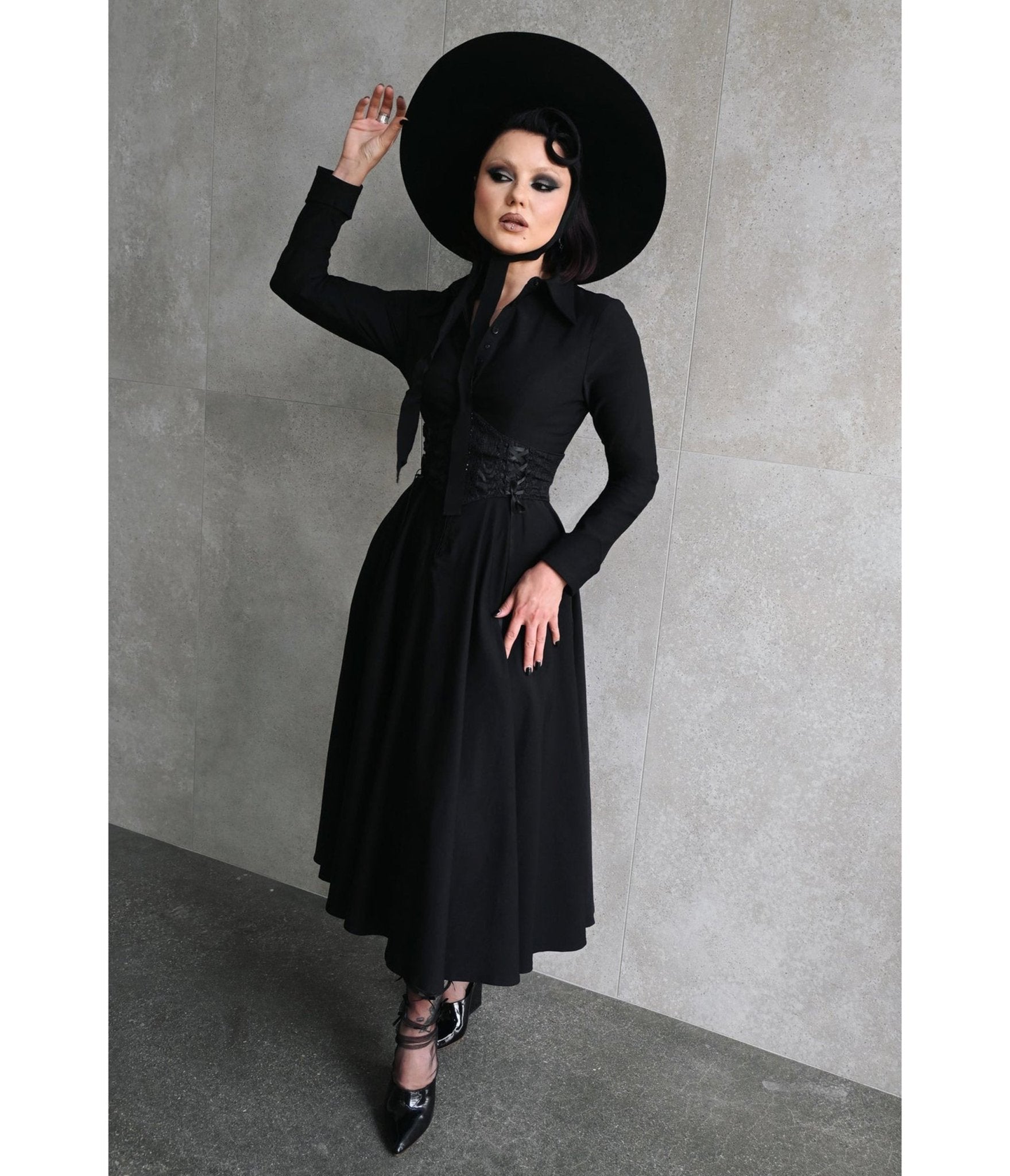 Image of Katakomb Black Homemaker Midi Dress