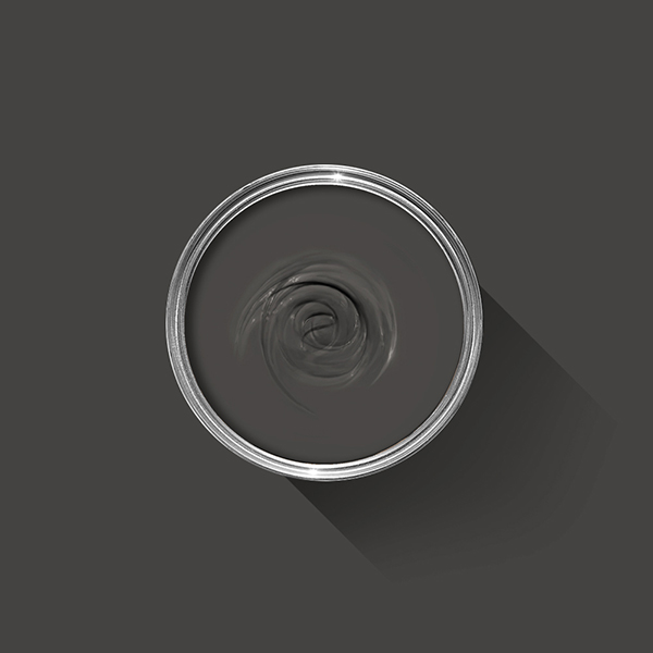 A photo looking down on a Farrow & Ball tin filled with Grate Black
