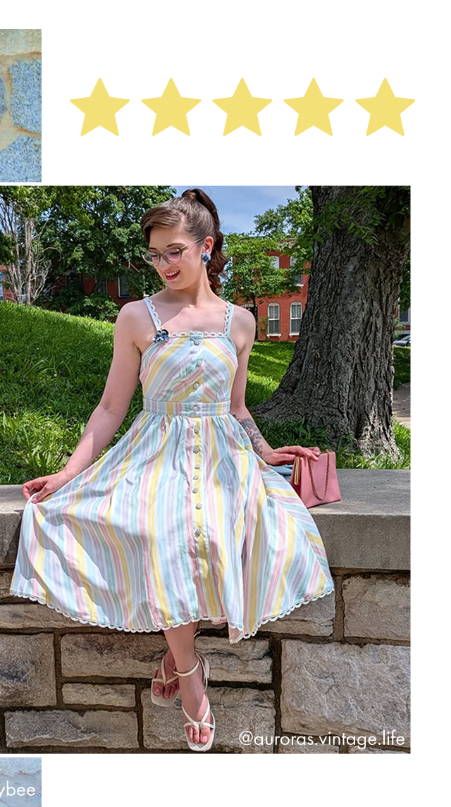 Unique Vintage Pastel Stripe Piper Swing Dress