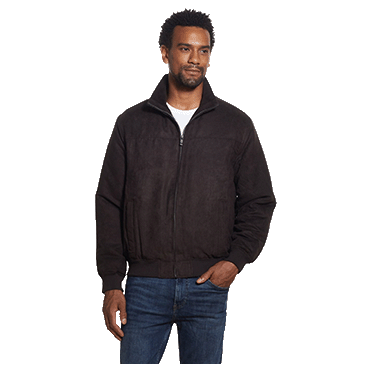 Microsuede Stand Collar Bomber Jacket