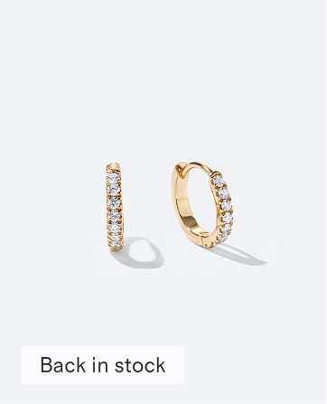 14K Gold Pave Diamond Second Piercing Tiny Huggie - Pair