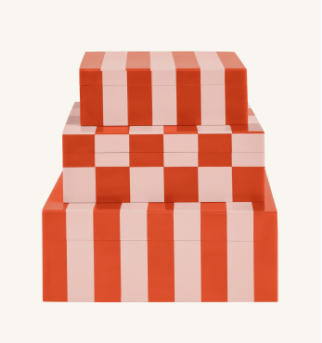 Habitat Brights Checkered Set of 3 Trinket Boxes - Pink & Red Habitat Brights Checkered Set of 3 Trinket Boxes - Pink & Red