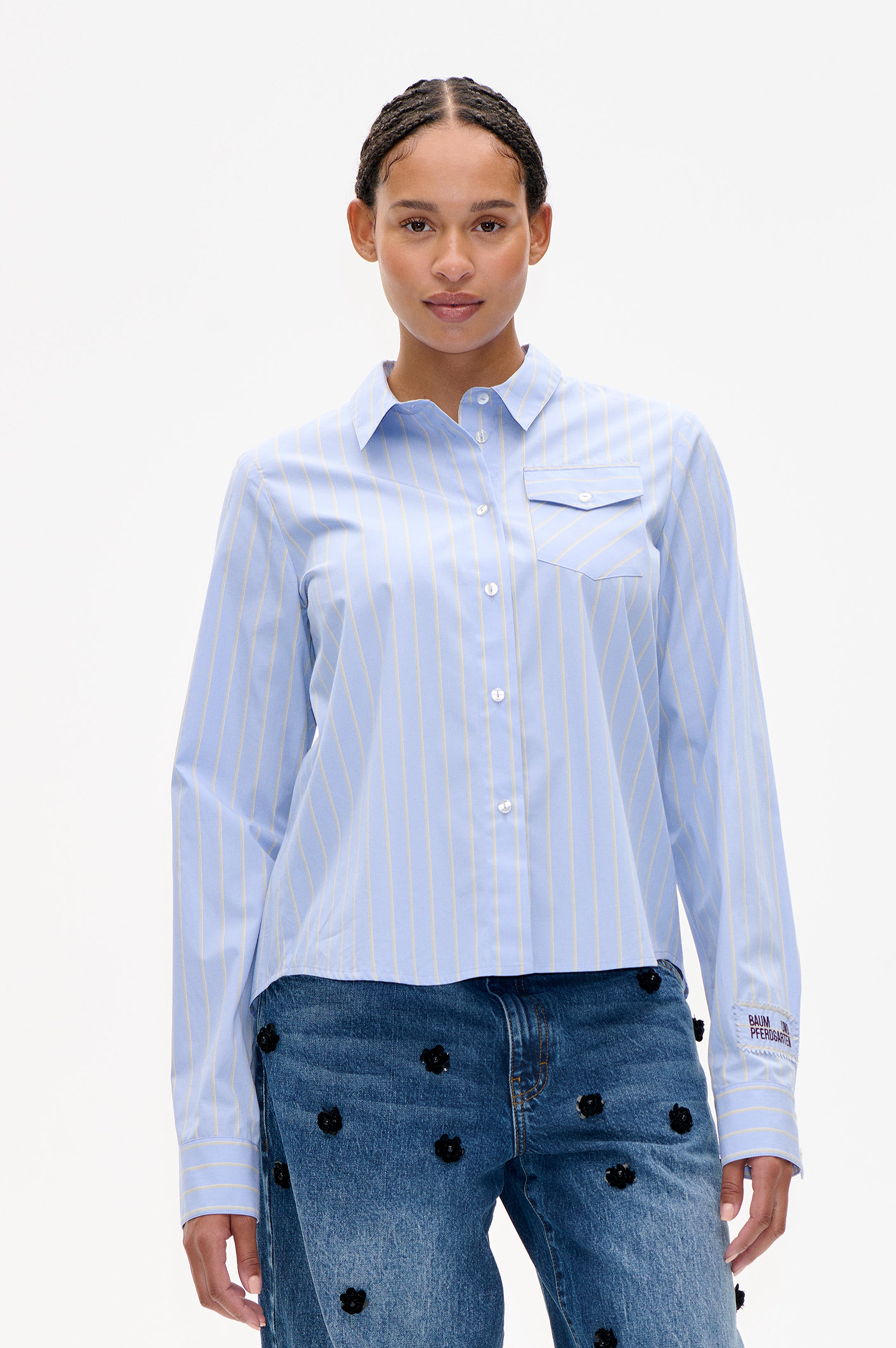 Image of MENJA SHIRT | Sky Blue Sunny Stripe