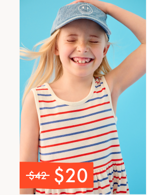 Sleeveless Playground Dress with Pockets | RWB Stripe
