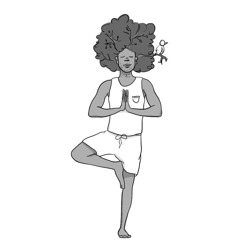 Person standing in a yoga pose.