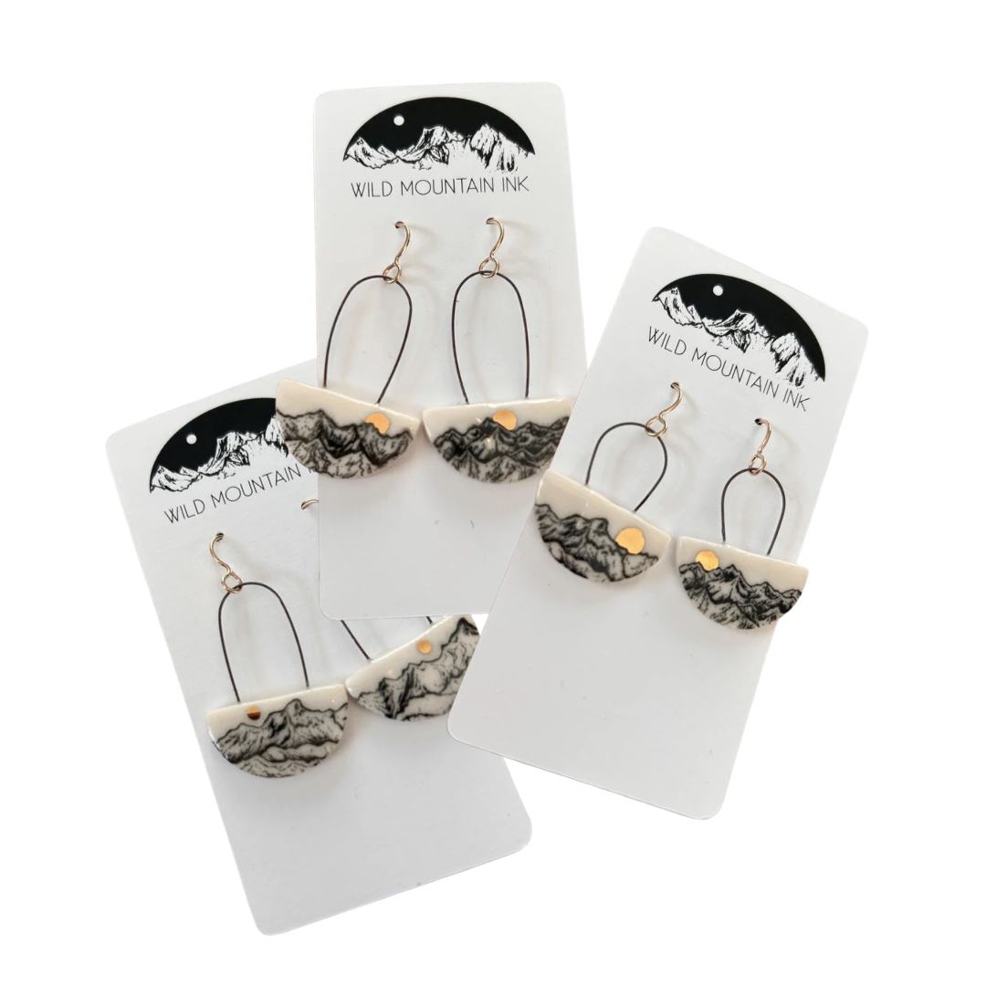 Image of Assorted Half Circle Gold Sunshine Mountain Porcelain Earrings
