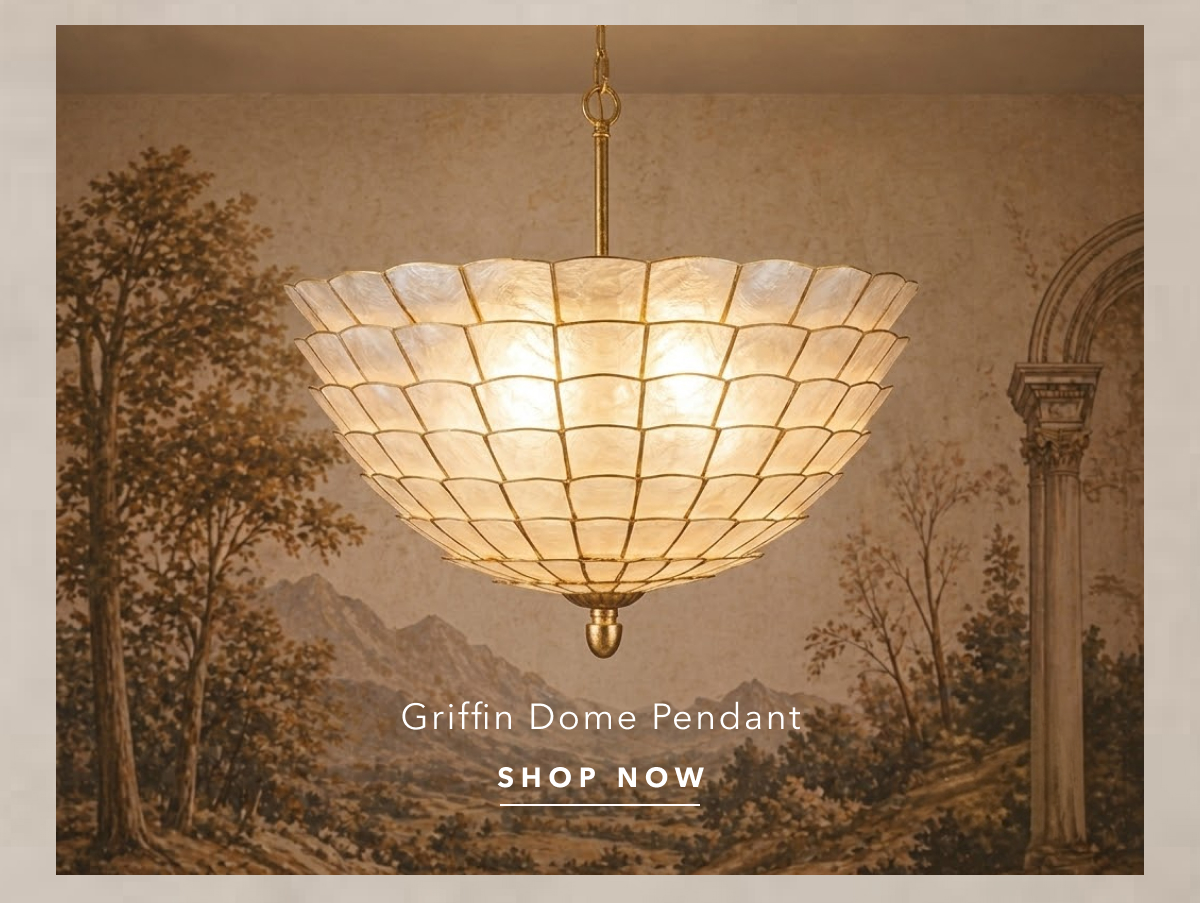 Griffin Coastal Beach Gold Capiz Dome Pendant