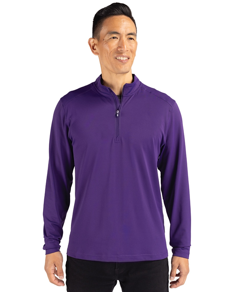 Image of Cutter & Buck Virtue Eco Pique Recycled Quarter Zip Mens Pullover