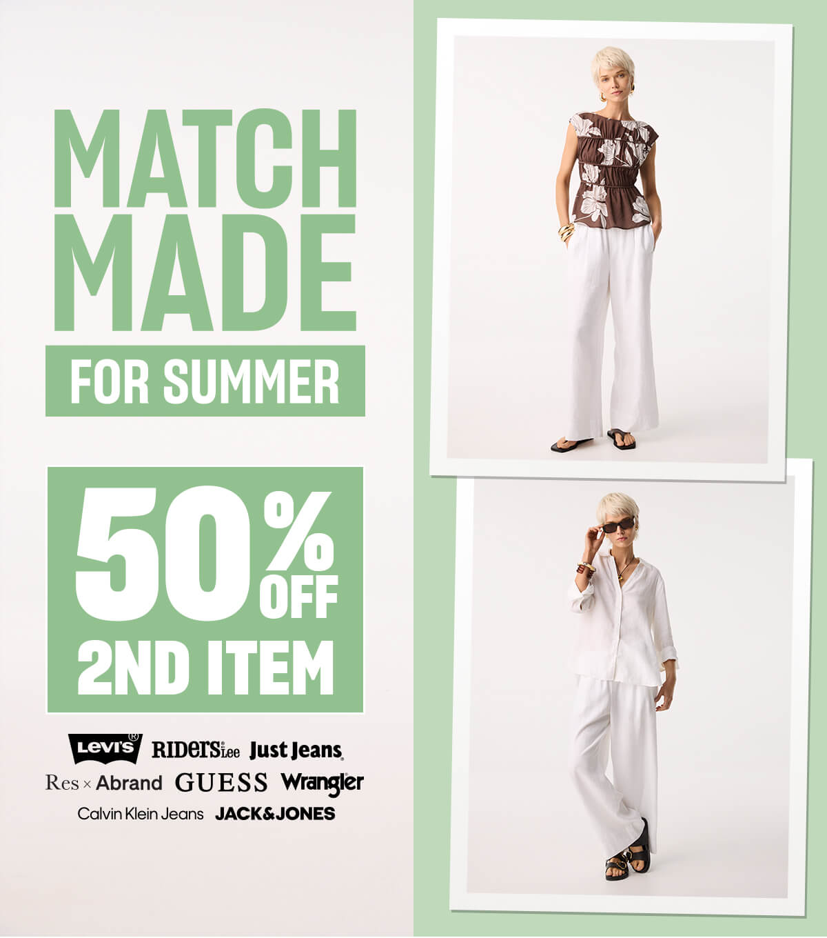 50% off second item. All full price
