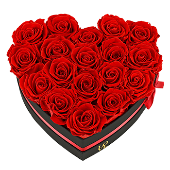 Pre-order Red Forever Roses with Black Box, 18-Stems