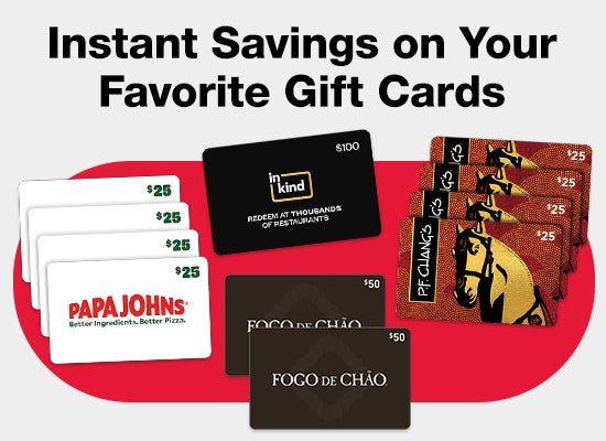 Shop instant savings on gift cards