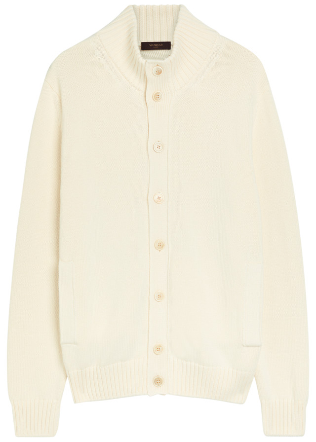 SLOWEAR Ribbed cotton-knit cardigan