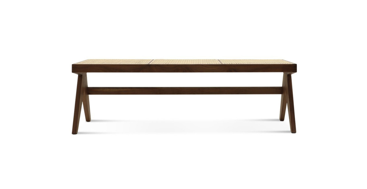 Image of Pierre Jeanneret Rattan Teak Bench