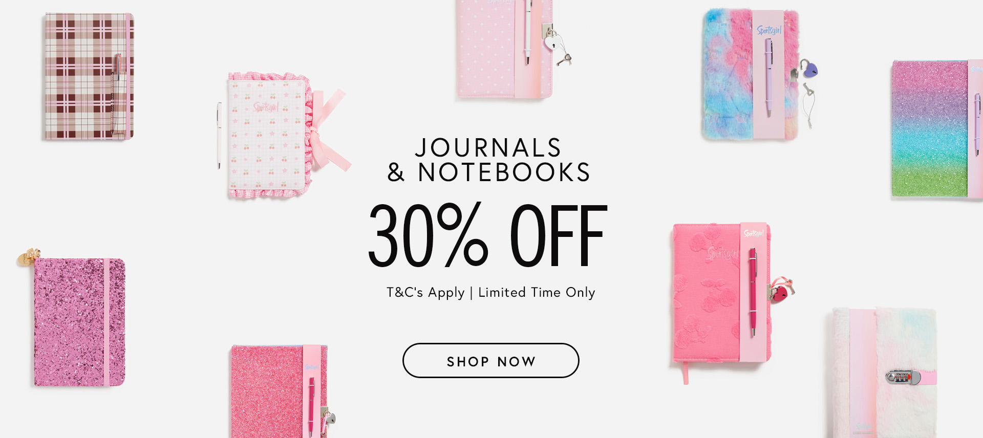 30% off journals and notebooks
