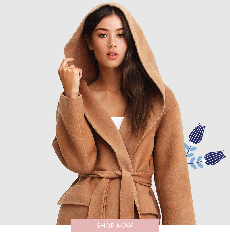 Runaway Wool Blend Robe Coat - Dark Camel