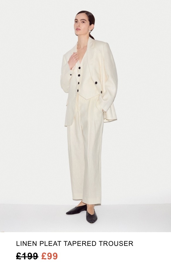Linen Pleat Tapered Trouser