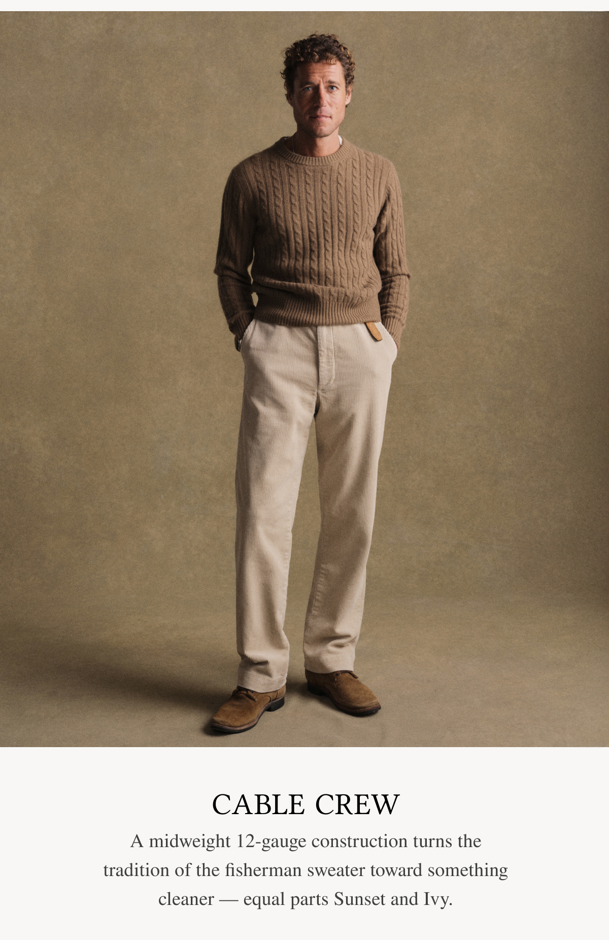 Oak Gall California Cashmere Cable Crew