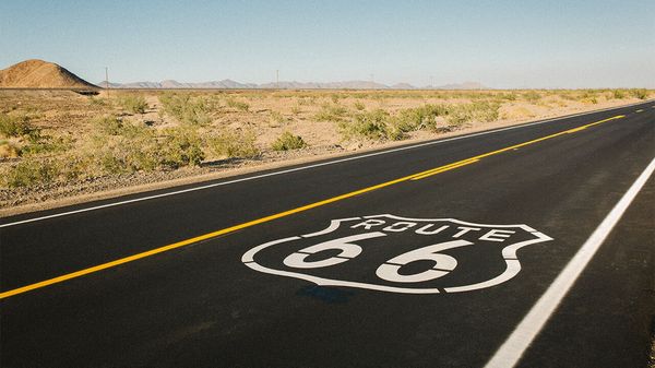 Route 66 road marking. California