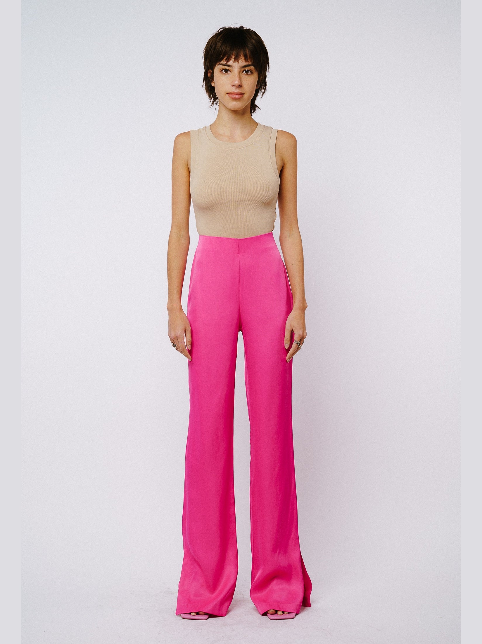 Image of Safia Split Hem Satin Pants