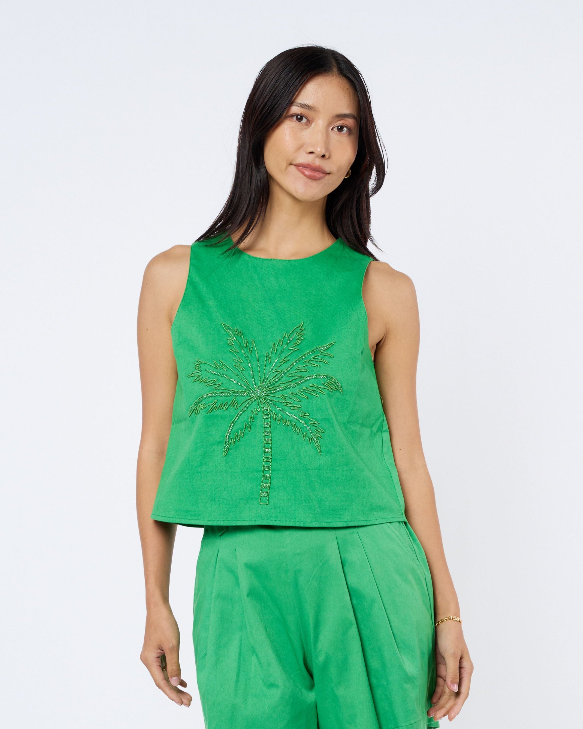 Image of Berit Beaded Palm Sleeveless Top