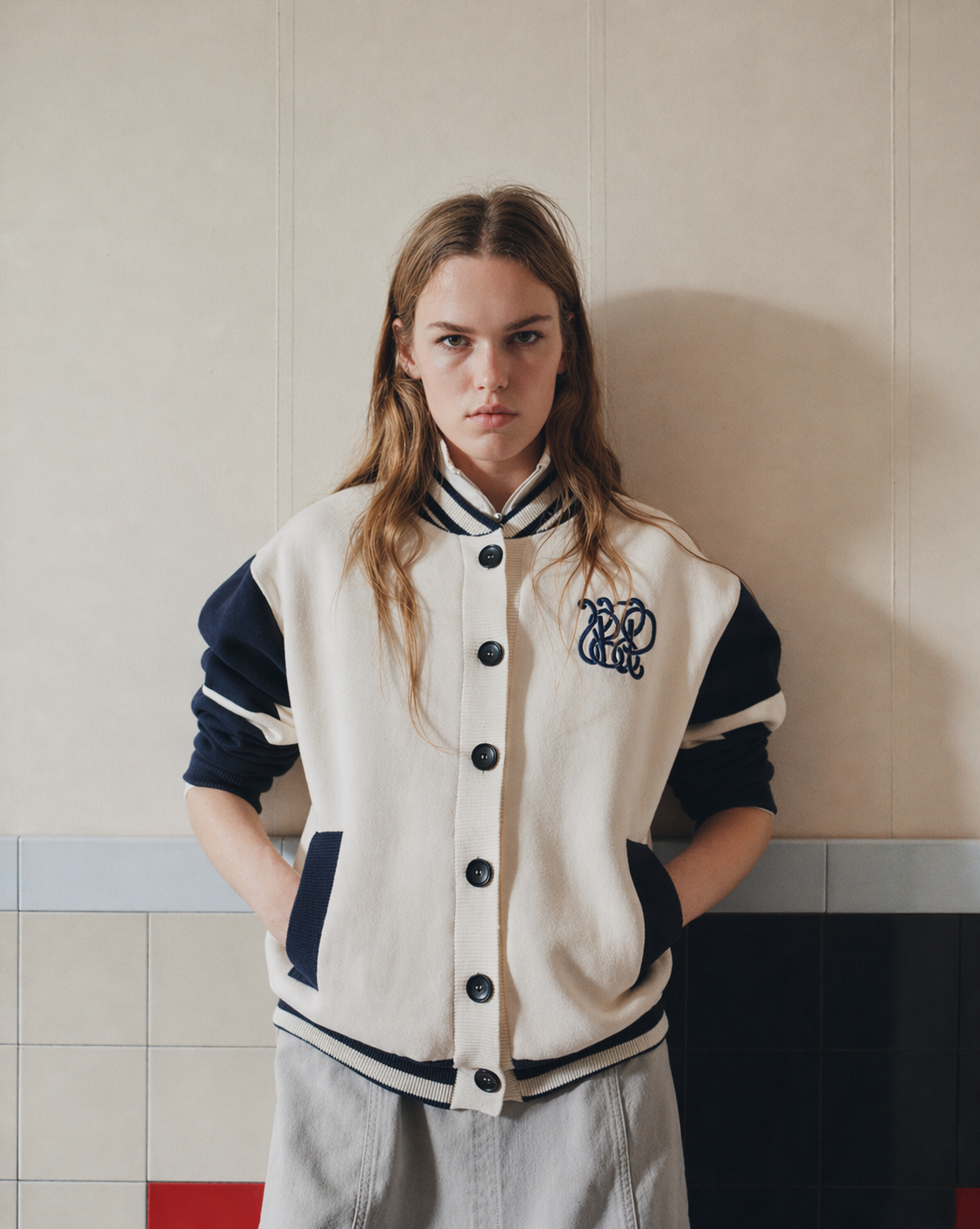Girl in chrissie Bomber jacket