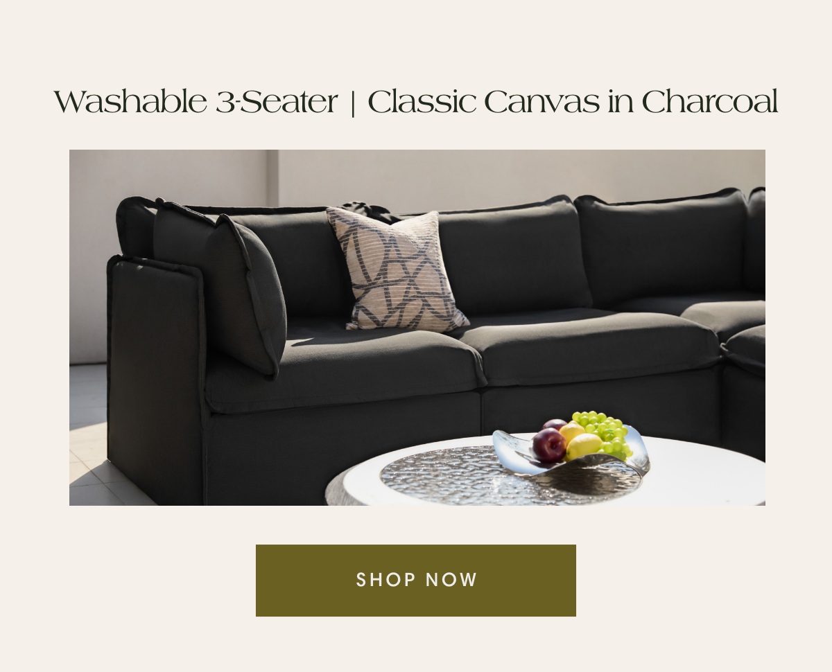 Washable 3-Seater | Classic Canvas in Charcoal