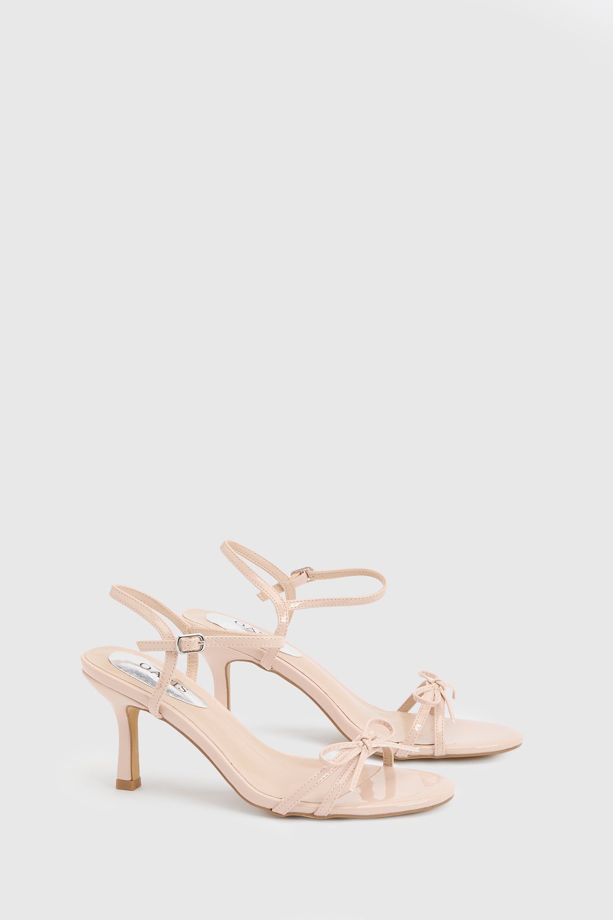 Scarlett Faux Leather 2 Part Bow Trim Medium Heeled Sandals