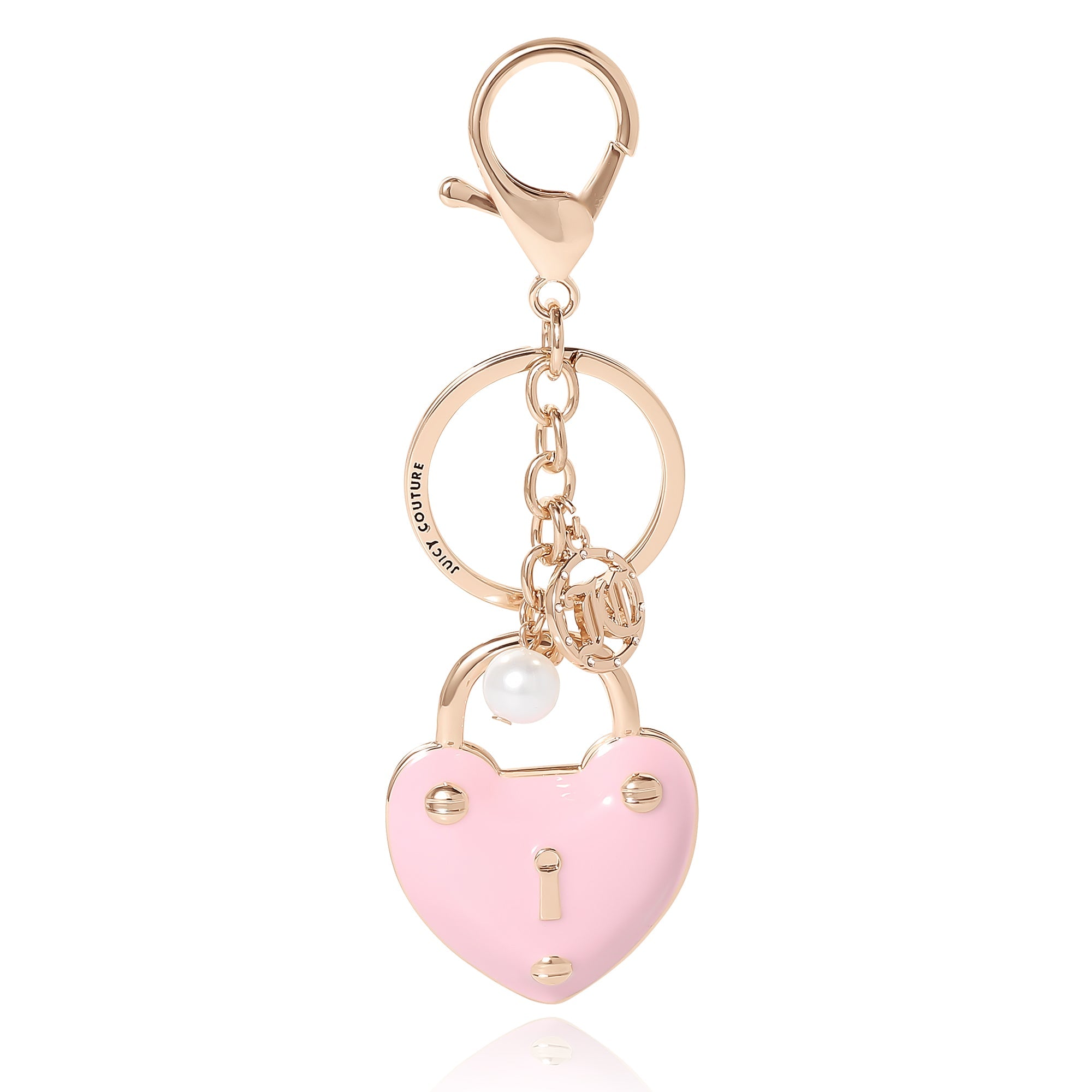Image of Pink Padlock Heart Keychain Bag Charm