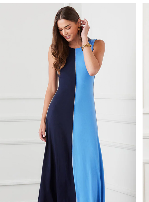 Sleeveless Colorblock Midi Dress