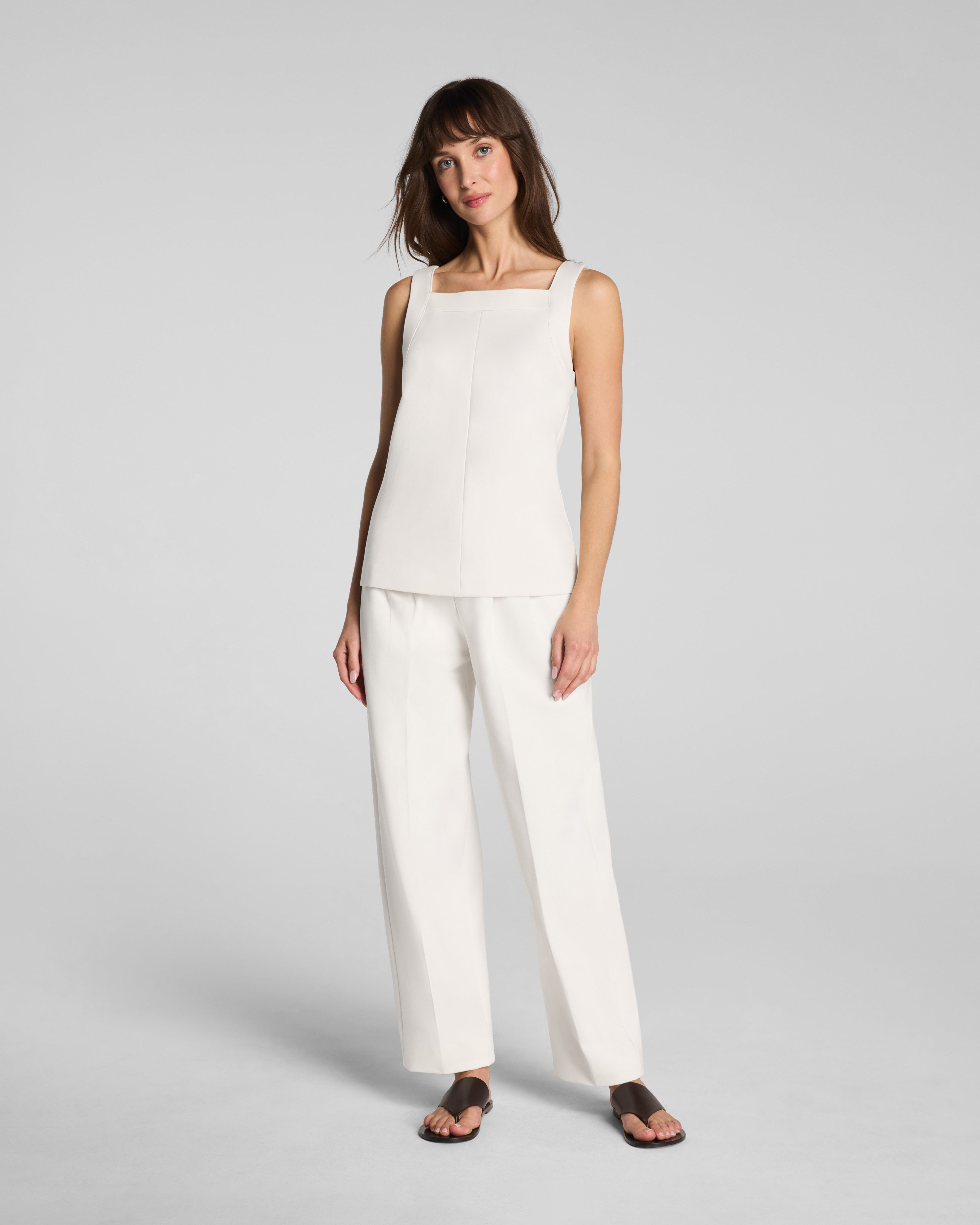 Image of Spanx Women's Ponte Pleated Tapered Pants in Ivory