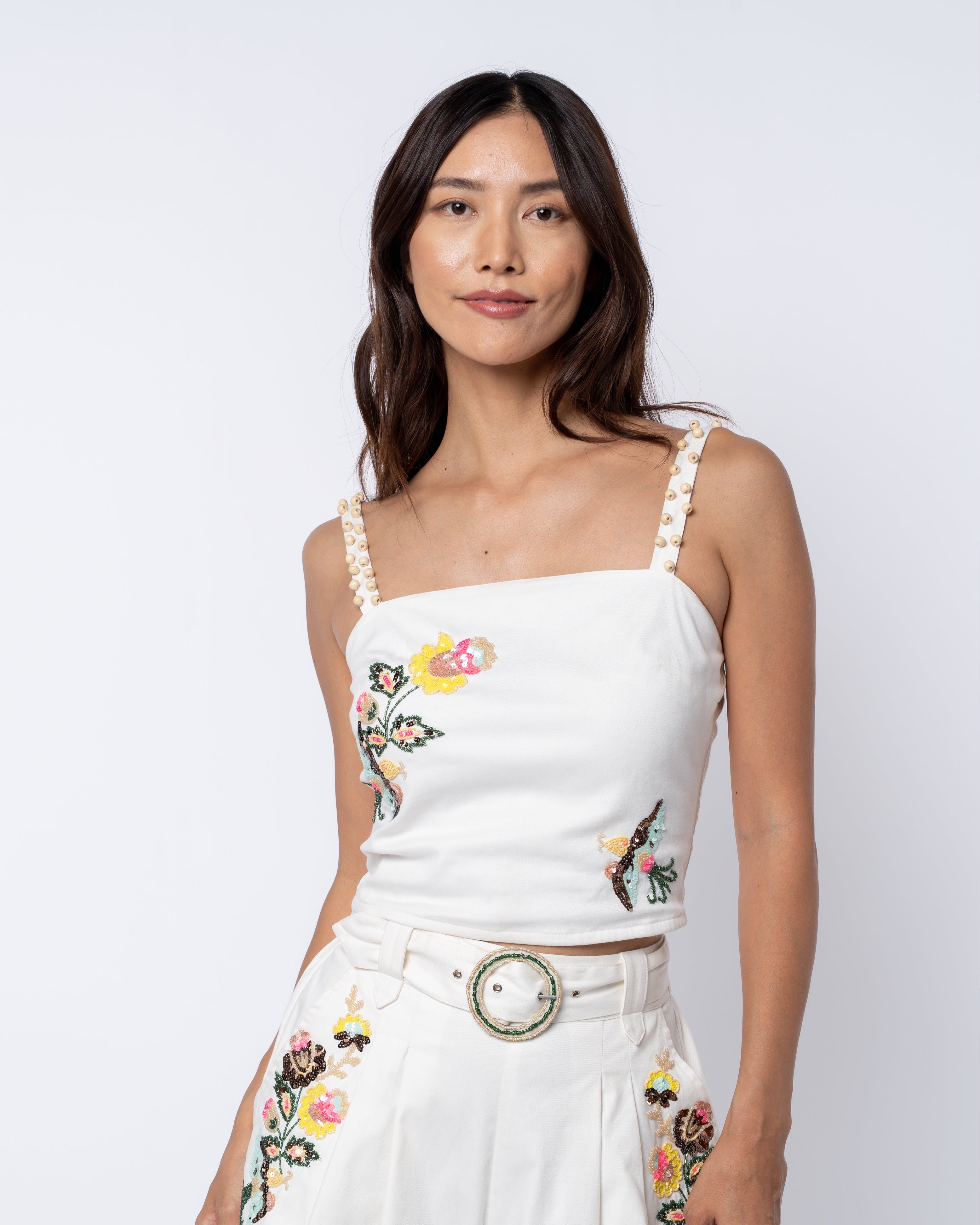Image of Amory Floral Beaded Tank Top
