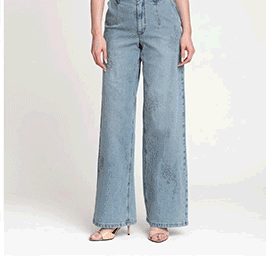 Embossed Wide Leg Jeans