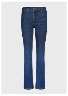 Dark Blue Wash Stretch Denim Jeans With Button Snap Details