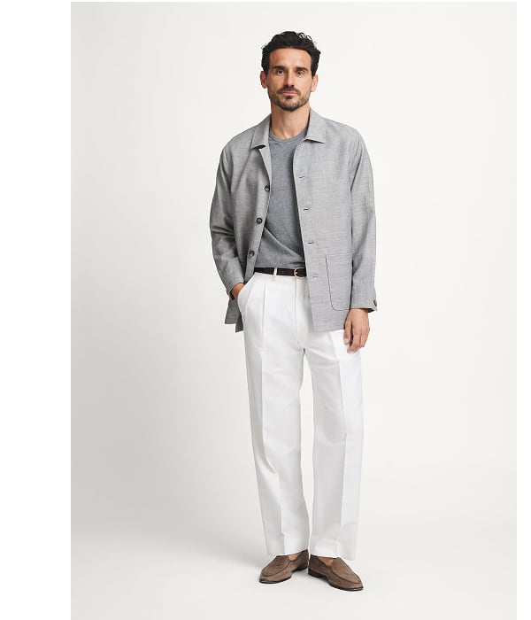 The Shirt Jacket in Grey Wool & Linen