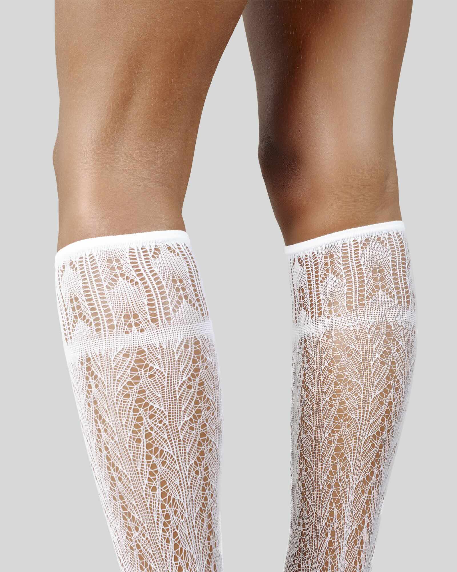 Erica Crochet Knee-Highs White